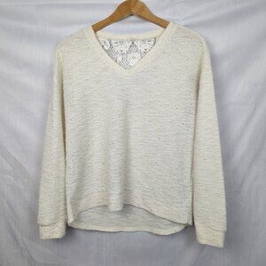 Cream Sweater with Lace Back Design Loose Fit - Medium (Estimated)